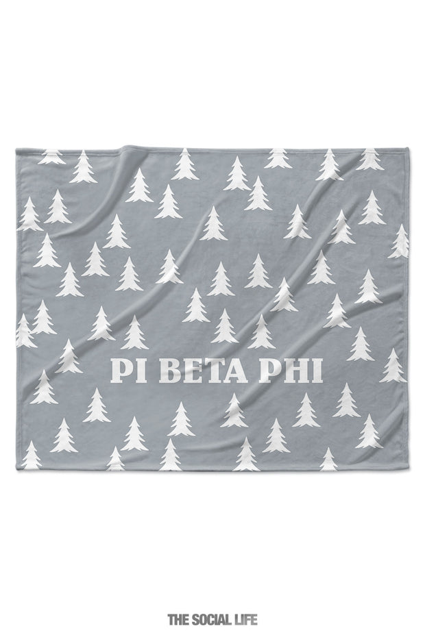 Pi Beta Phi Grey Pines Velvet Plush Blanket