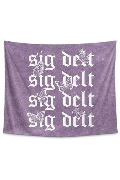 Sigma Delta Tau Purple Wash Butterfly Tapestry