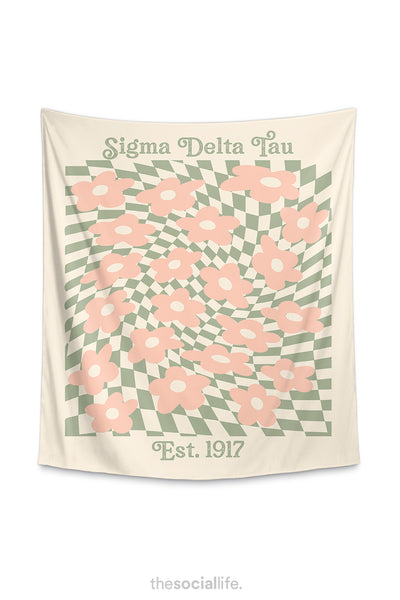 Sigma Delta Tau Retro Flower Tapestry