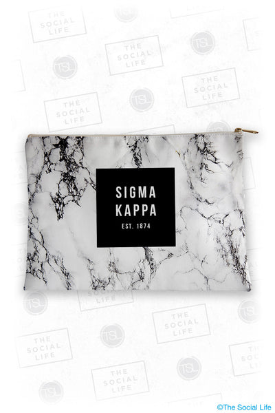 Sigma Kappa White Marble Cosmetic Bag