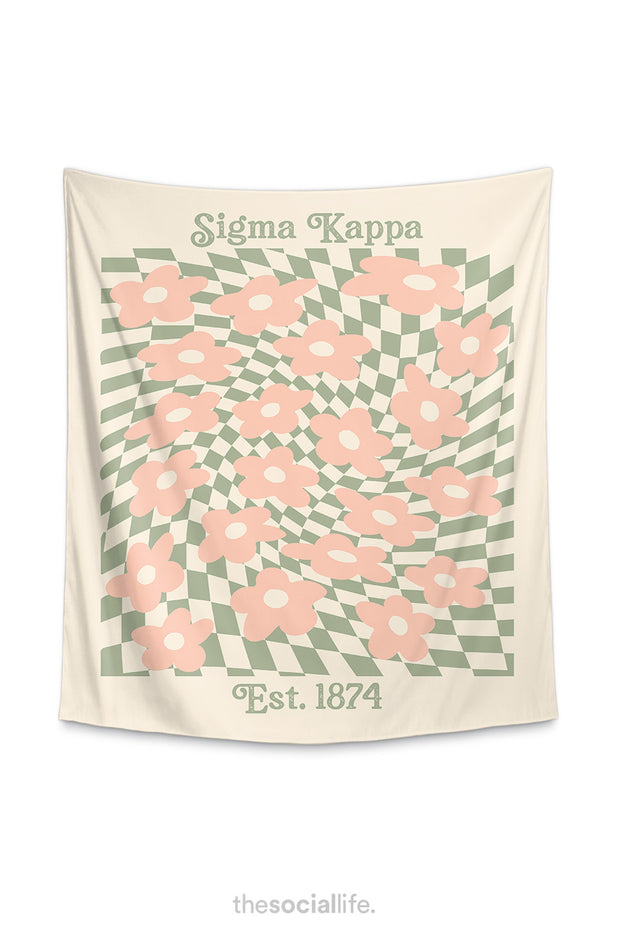 Sigma Kappa Retro Flower Tapestry