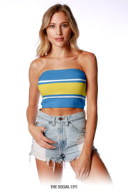 Game Day Tube Top (Reversible) - White / Blue / Yellow