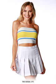 Game Day Tube Top (Reversible) - White / Blue / Yellow
