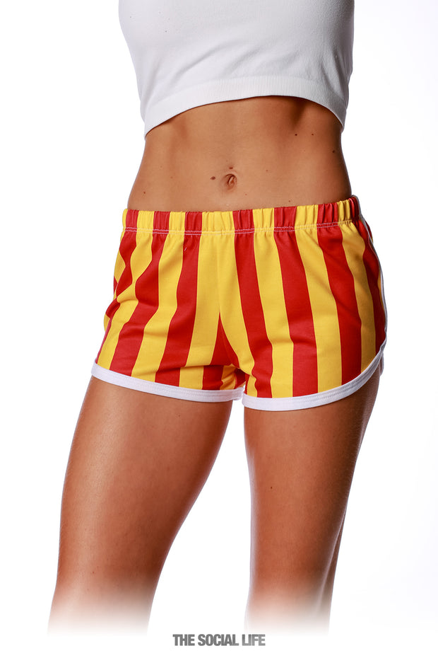 Game Day Striped Retro Shorts - Cardinal / Gold