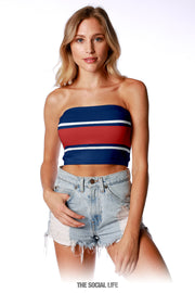 Game Day Tube Top (Reversible) - White / Red / Navy