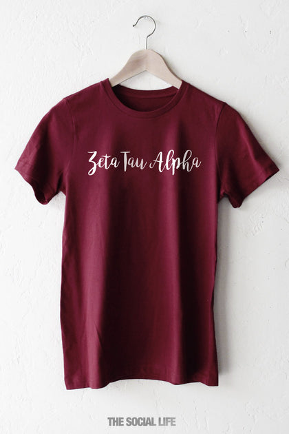 Zeta Tau Alpha Cursive Tee – The Social Life