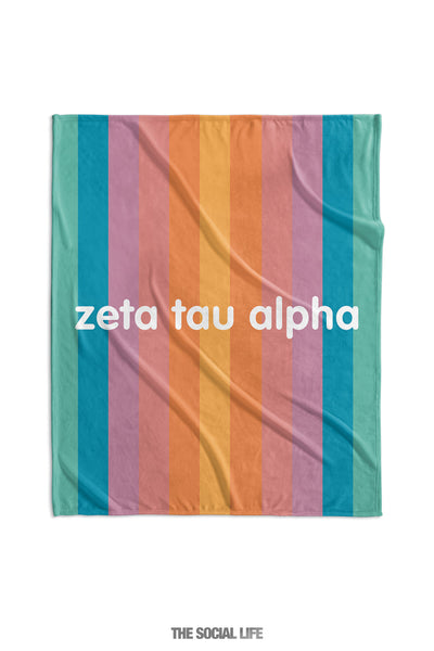 Zeta Tau Alpha Horizon Stripe Velvet Plush Blanket
