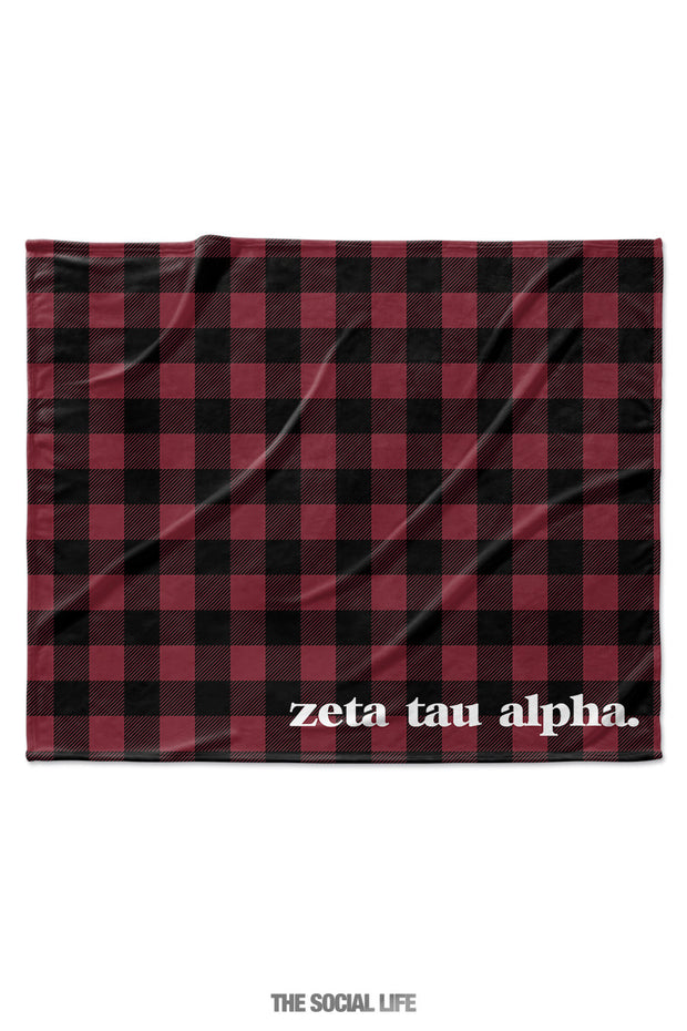 Zeta Tau Alpha Plaid Velvet Plush Blanket
