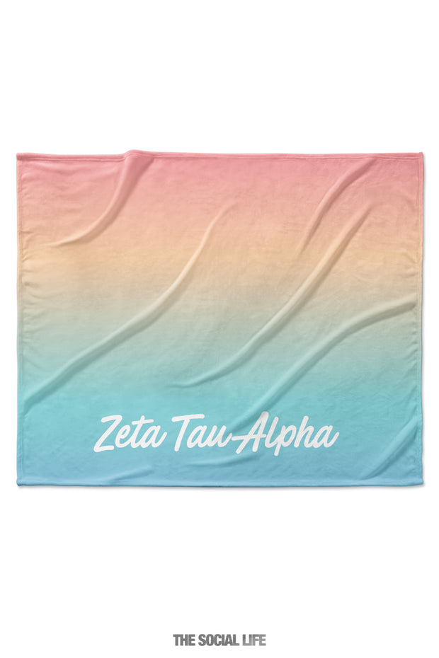 Zeta Tau Alpha Rainbow Sherbet Velvet Plush Blanket