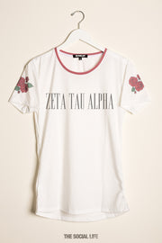 Zeta Tau Alpha Rose Shoulder Scoop Tee