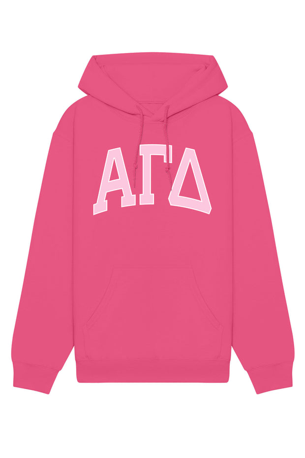 Alpha Gamma Delta Pink Rowing Letters Hoodie