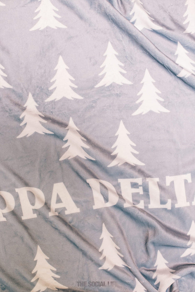 Delta Zeta Grey Pines Velvet Plush Blanket