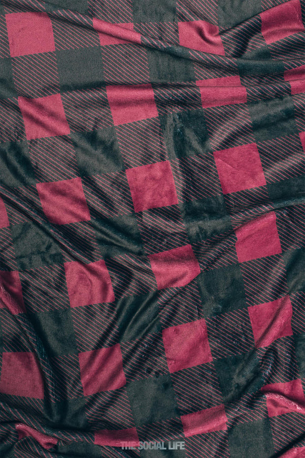 Alpha Chi Omega Plaid Velvet Plush Blanket